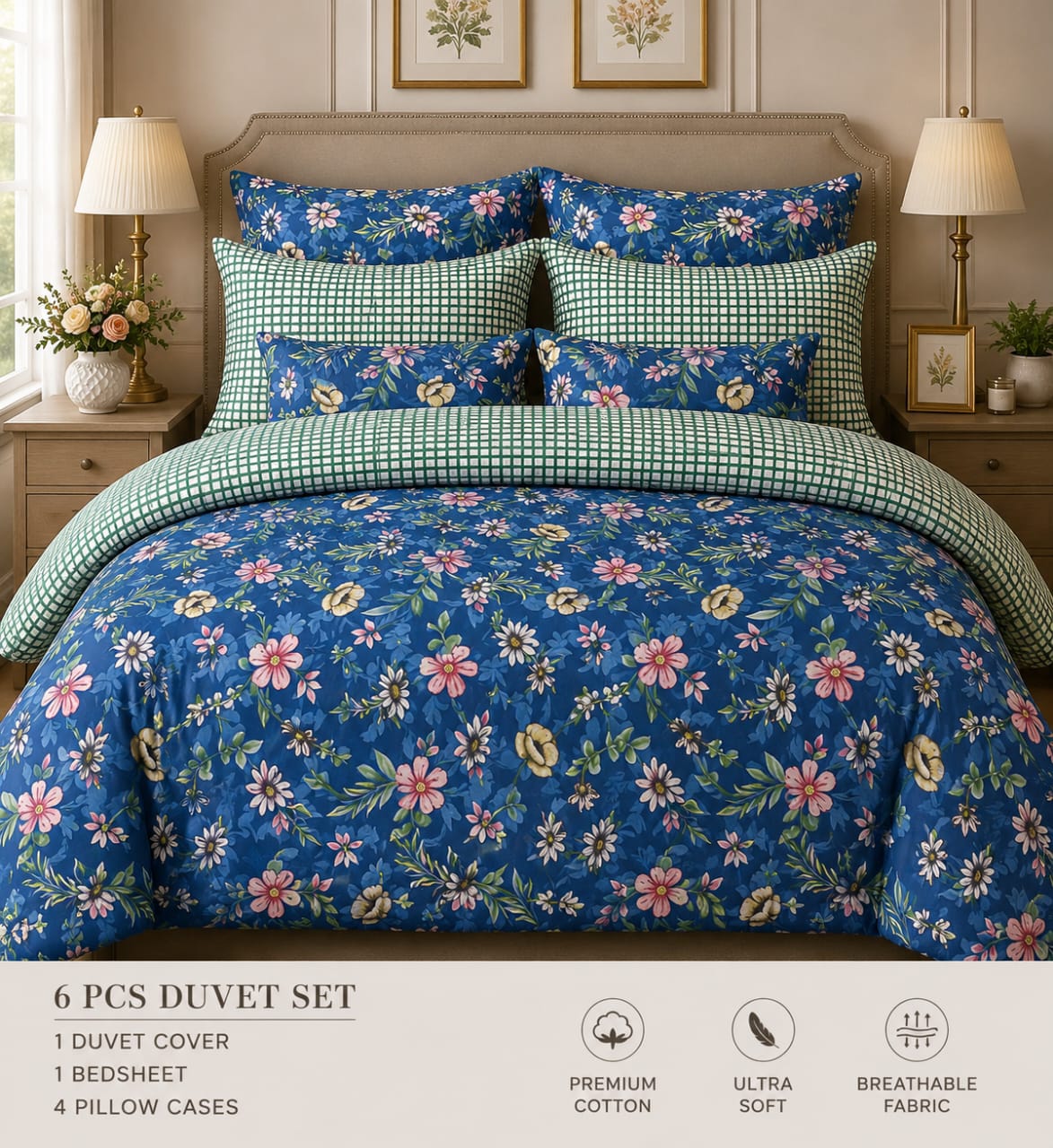 Blue Floral 8-Piece Comforter Set