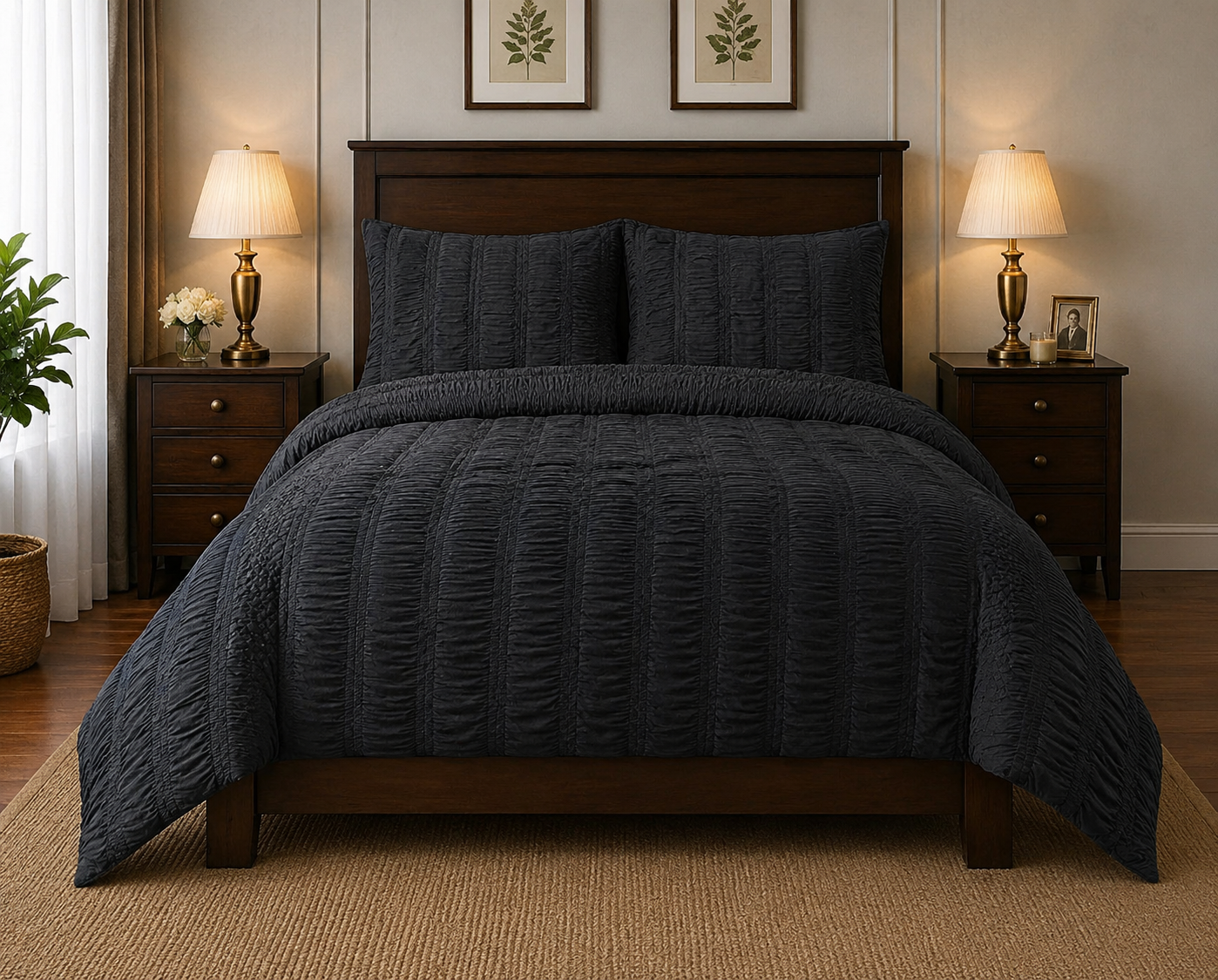 Luxury six colour Ruched Comforter Set with 2 Pillow Covers | Soft Microfiber Bedding Set | Naram Khaab
