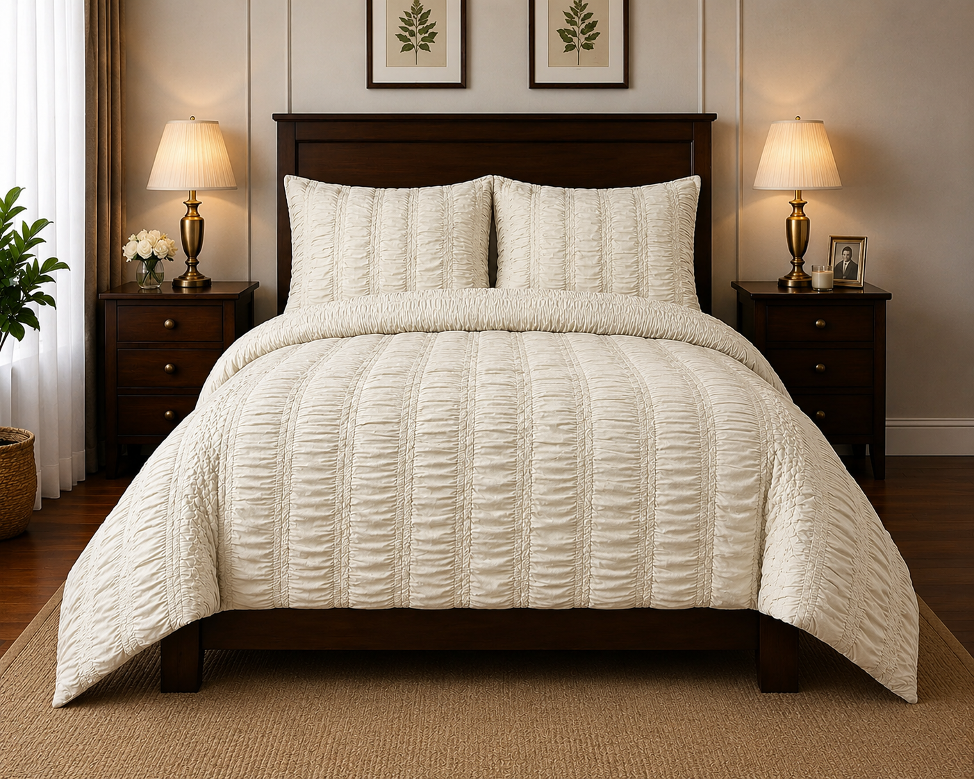 Luxury six colour Ruched Comforter Set with 2 Pillow Covers | Soft Microfiber Bedding Set | Naram Khaab