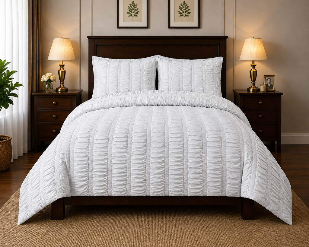 Luxury six colour Ruched Comforter Set with 2 Pillow Covers | Soft Microfiber Bedding Set | Naram Khaab