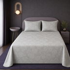 Elegant Light Grey Floral Bed Sheet Set – Soft, Breathable & Wrinkle-Resistant (2 Pillow Covers Included)