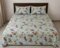 Luxury Mint Green Floral Bed Sheet Set with 2 Pillow Covers | Soft & Elegant Bedding