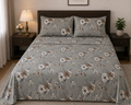 Elegant Grey Floral Bed Sheet Set with 2 Matching Pillow Covers – Soft & Stylish Bedroom Bedding