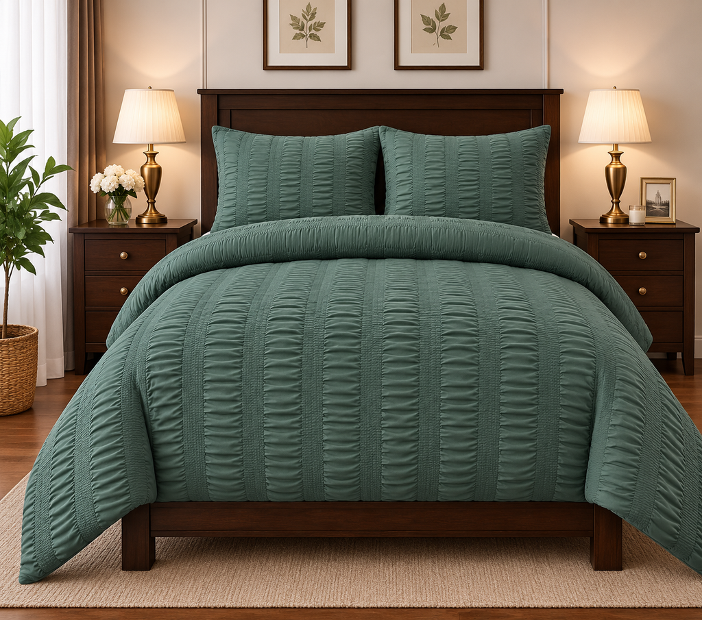 Luxury six colour Ruched Comforter Set with 2 Pillow Covers | Soft Microfiber Bedding Set | Naram Khaab