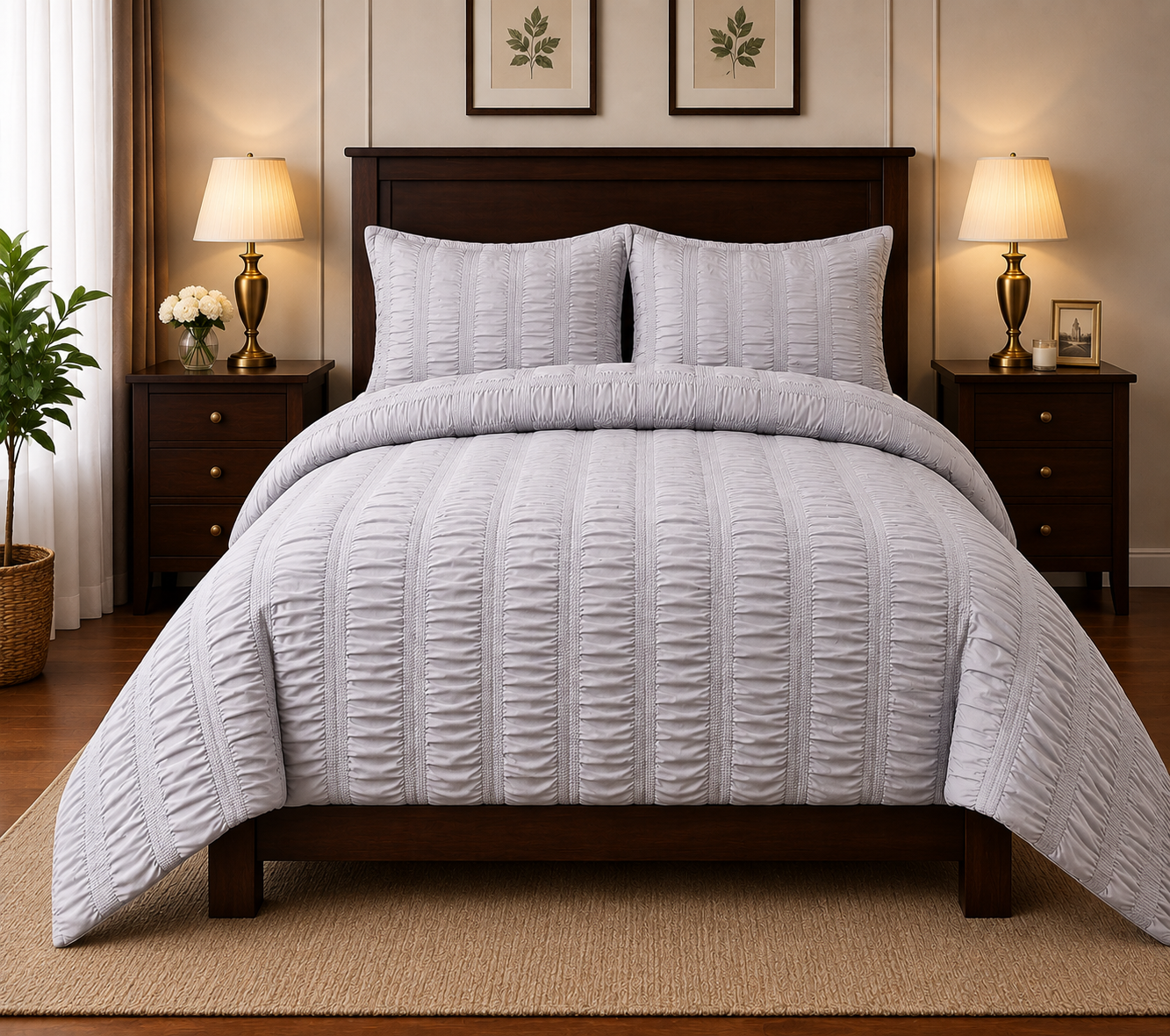 Luxury six colour Ruched Comforter Set with 2 Pillow Covers | Soft Microfiber Bedding Set | Naram Khaab