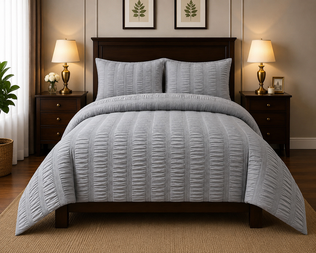 Luxury six colour Ruched Comforter Set with 2 Pillow Covers | Soft Microfiber Bedding Set | Naram Khaab