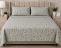 Light Grey Floral Printed Bed Sheet Set with Matching Pillow Covers