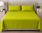 Lime ten Plain Bedsheet Set with 2 Matching Pillow Covers – Soft & Elegant Bedding