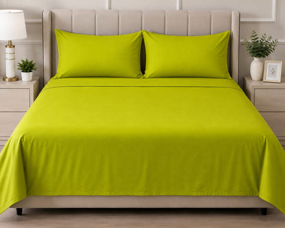 Lime ten Plain Bedsheet Set with 2 Matching Pillow Covers – Soft & Elegant Bedding