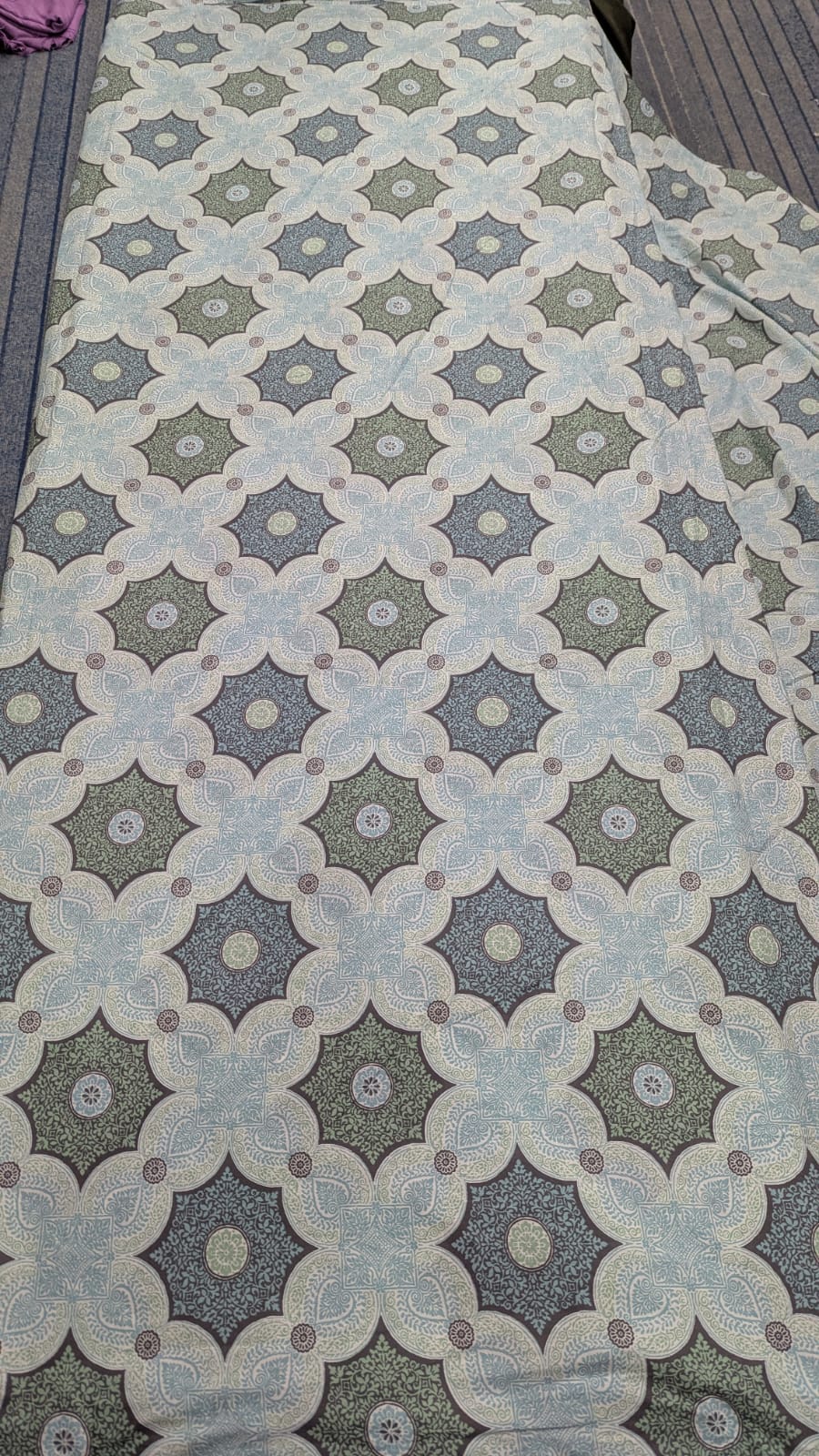 Elegant Blue & Grey Geometric Printed Bed Sheet Set