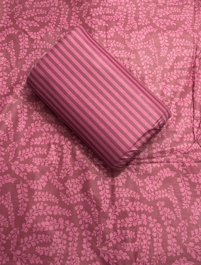 Luxury Pink Floral Printed Bedsheet Set with Matching Pillow Covers