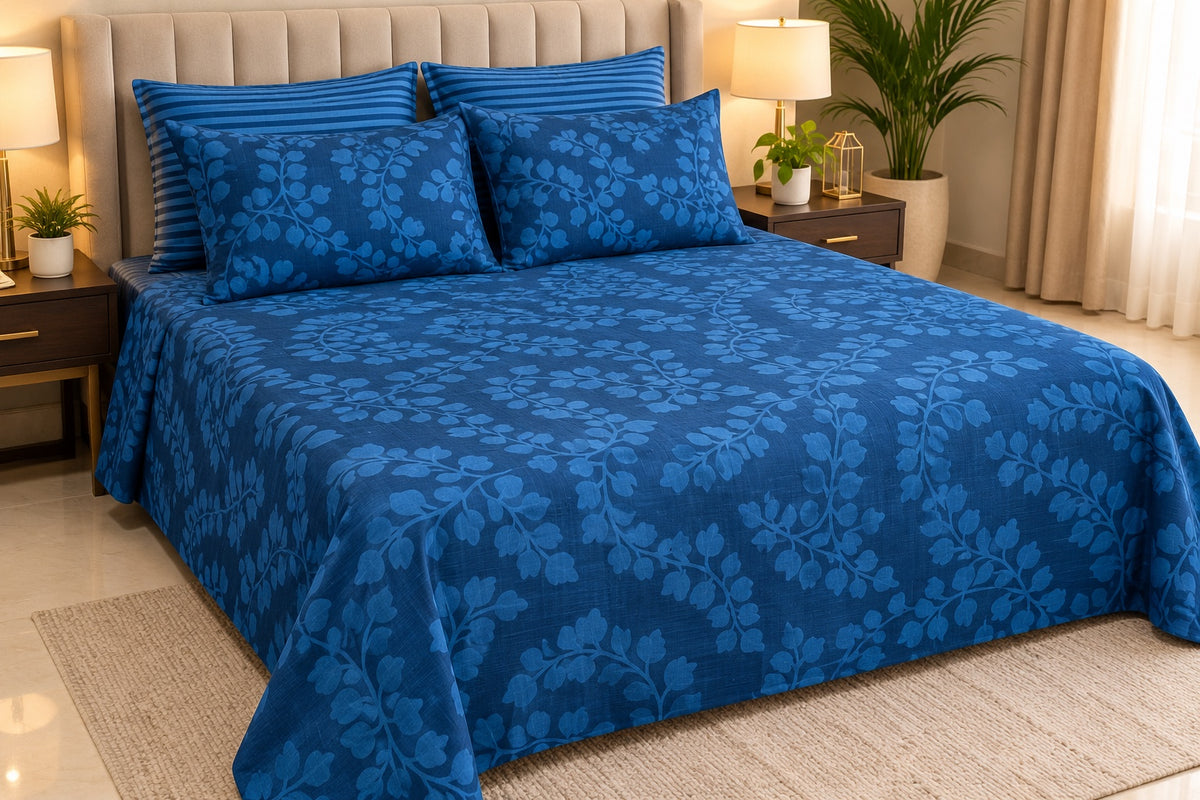 Luxury Pink Floral Printed Bedsheet Set with Matching Pillow Covers