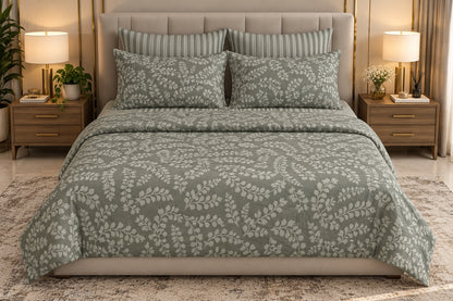 Luxury Pink Floral Printed Bedsheet Set with Matching Pillow Covers