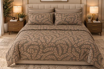 Luxury Pink Floral Printed Bedsheet Set with Matching Pillow Covers