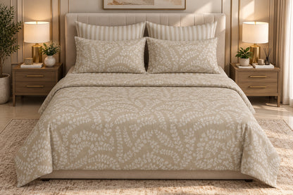 Luxury Pink Floral Printed Bedsheet Set with Matching Pillow Covers
