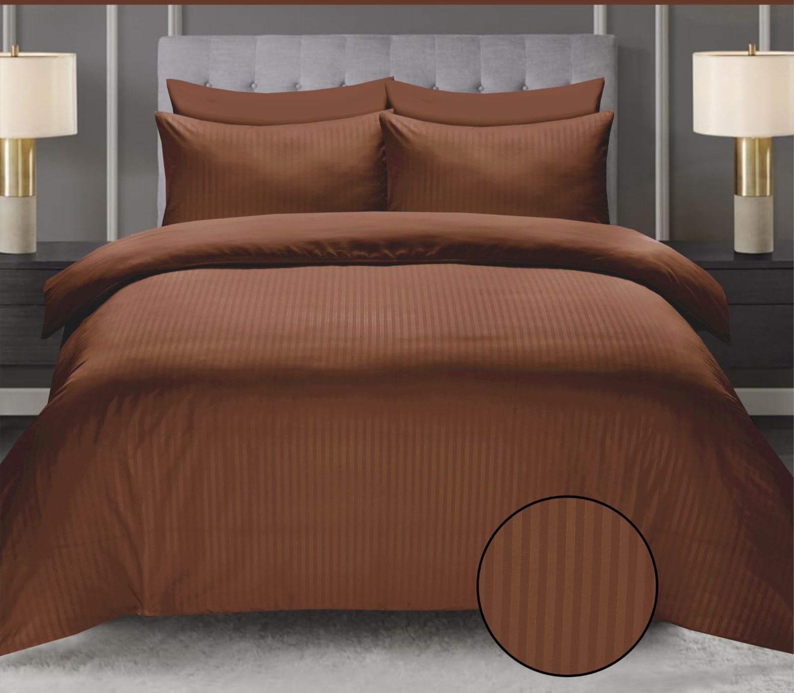 Luxury  Stripe Bed Sheet Set – Soft, Hotel Collection, Wrinkle-Resistant (2 Pillow Covers Included)