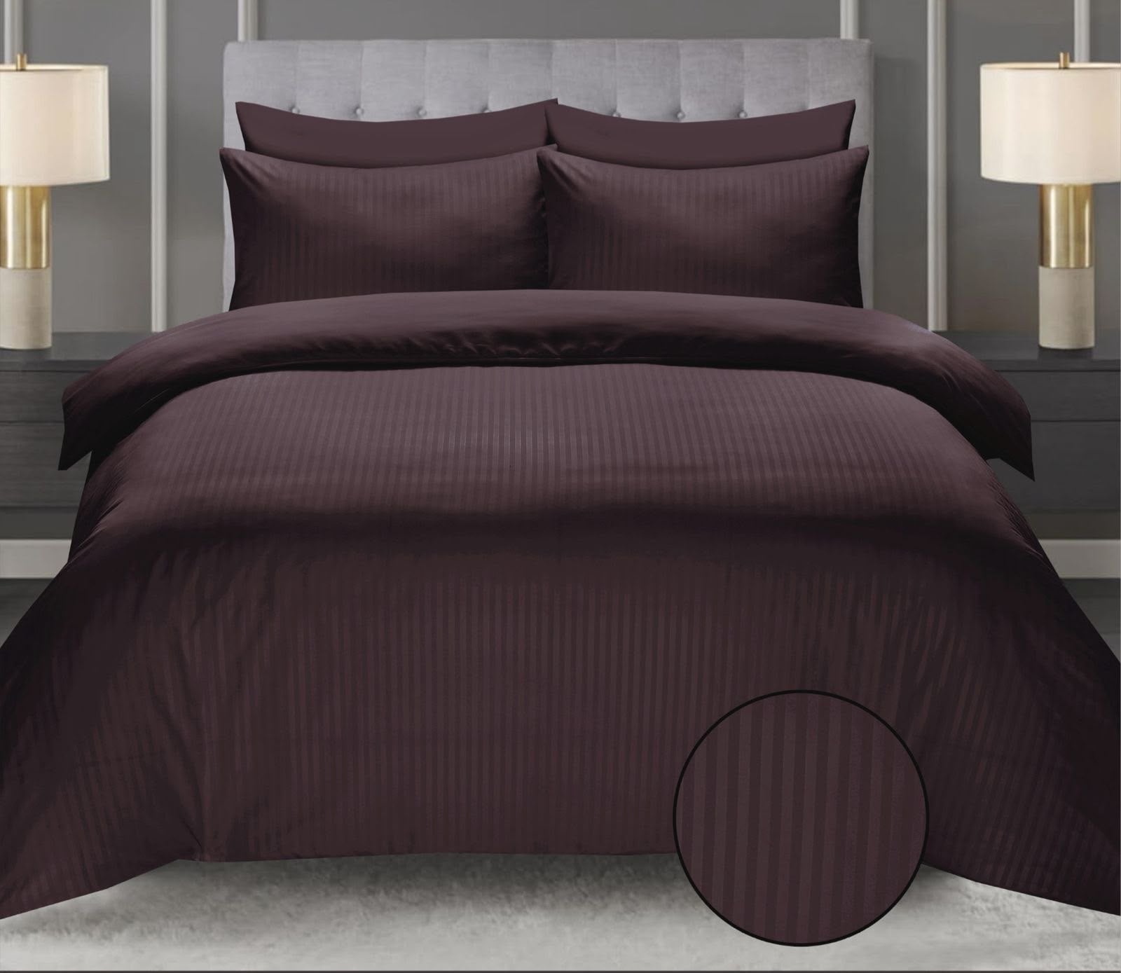 Luxury  Stripe Bed Sheet Set – Soft, Hotel Collection, Wrinkle-Resistant (2 Pillow Covers Included)