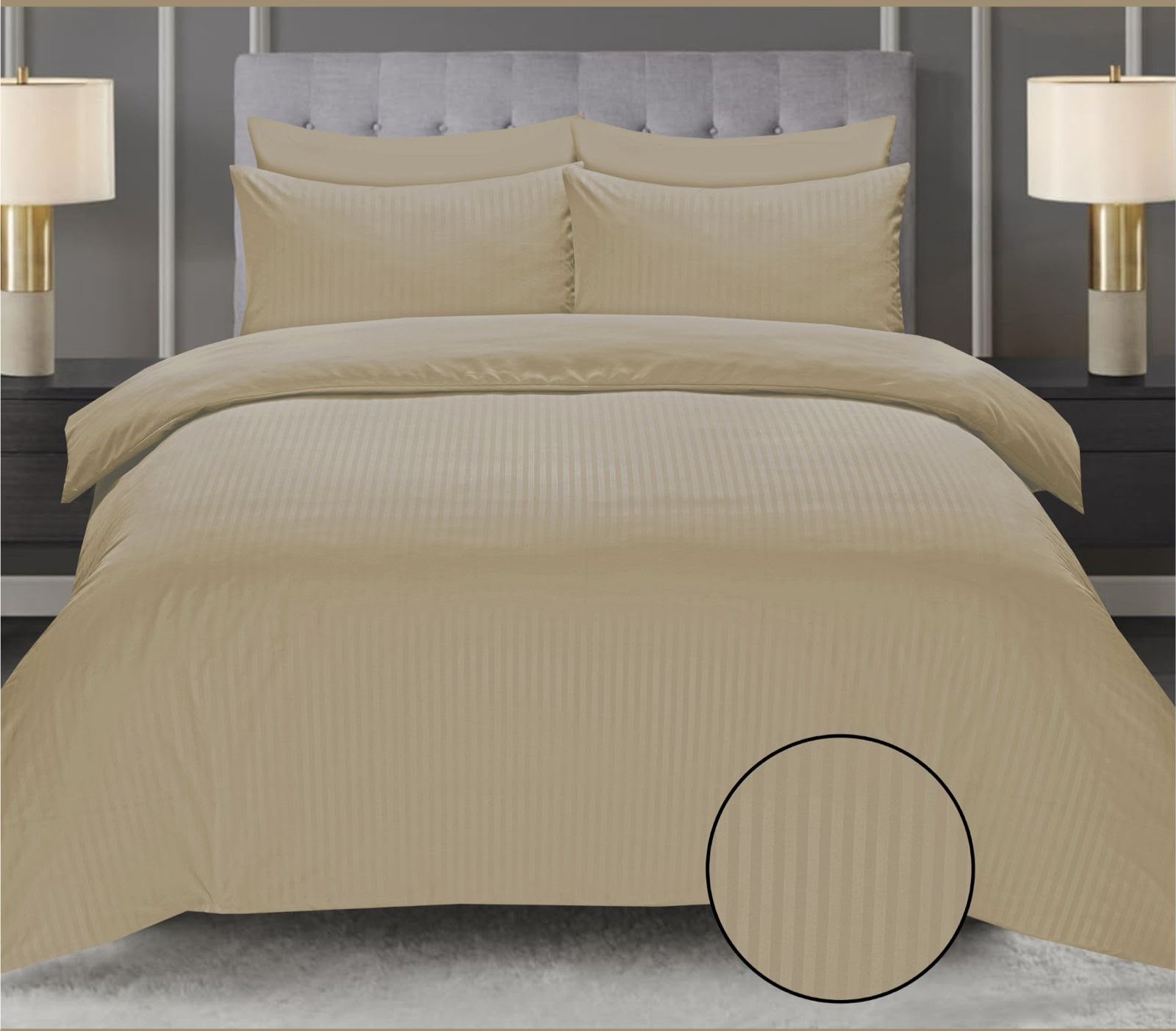 Luxury  Stripe Bed Sheet Set – Soft, Hotel Collection, Wrinkle-Resistant (2 Pillow Covers Included)