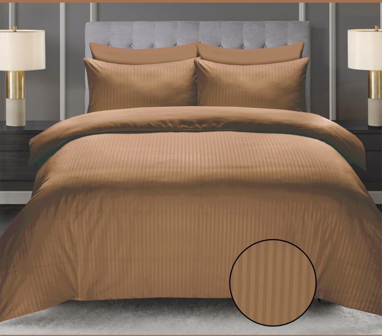 Luxury  Stripe Bed Sheet Set – Soft, Hotel Collection, Wrinkle-Resistant (2 Pillow Covers Included)