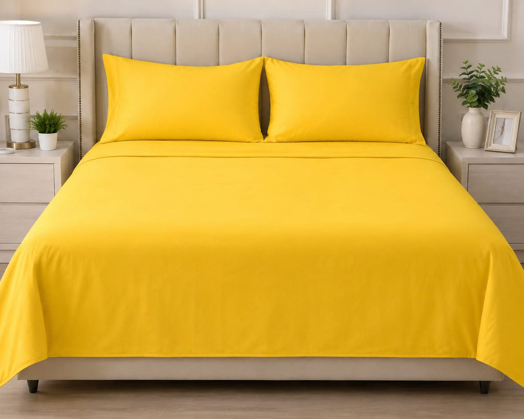 Lime ten Plain Bedsheet Set with 2 Matching Pillow Covers – Soft & Elegant Bedding