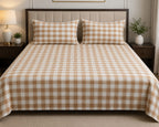 Turquoise & White Checkered Cotton Bed Sheet Set with Matching Pillow Covers