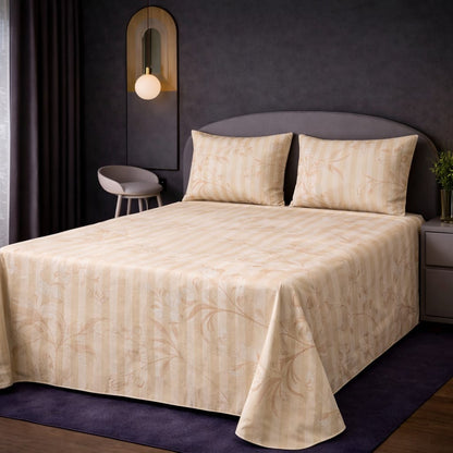 Elegant Light Grey Floral Bed Sheet Set – Soft, Breathable & Wrinkle-Resistant (2 Pillow Covers Included)