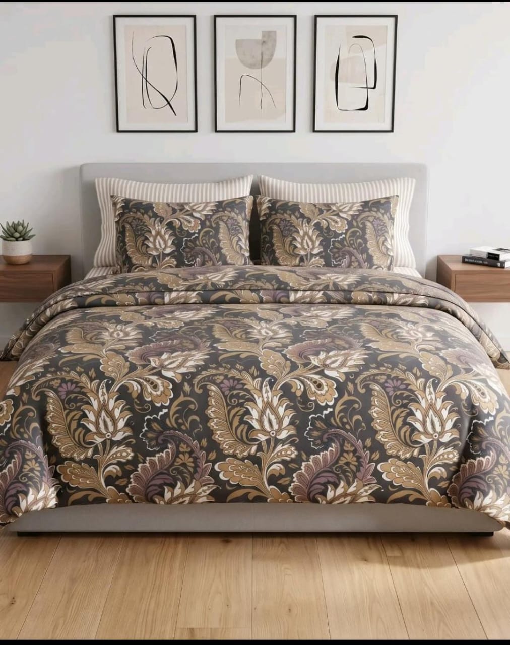 Luxury Paisley 8-Piece Comforter Set – Elegant Brown & Beige Floral Design