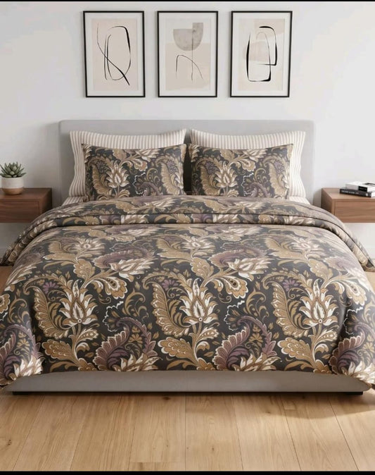 Luxury Paisley 8-Piece Comforter Set – Elegant Brown & Beige Floral Design