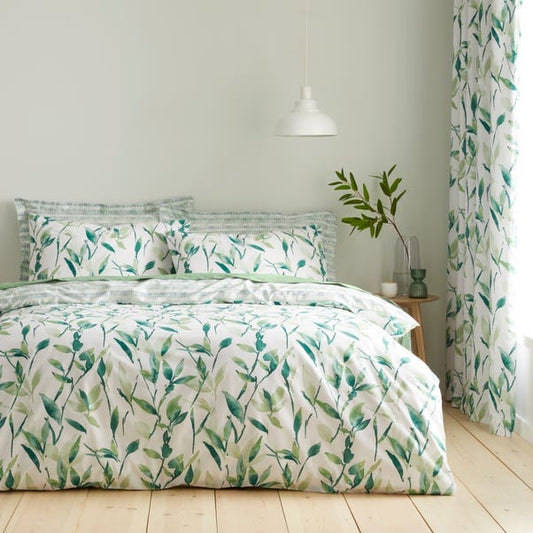 Elegant Green Leaf Printed Comforter & Bedding Set